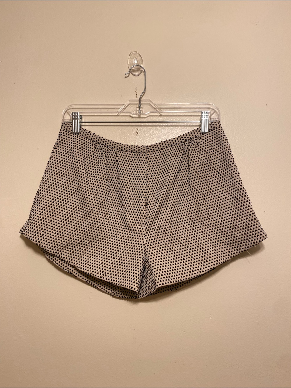 SUNO Beige Shorts with Black Polka Dot Print. Size S/ M